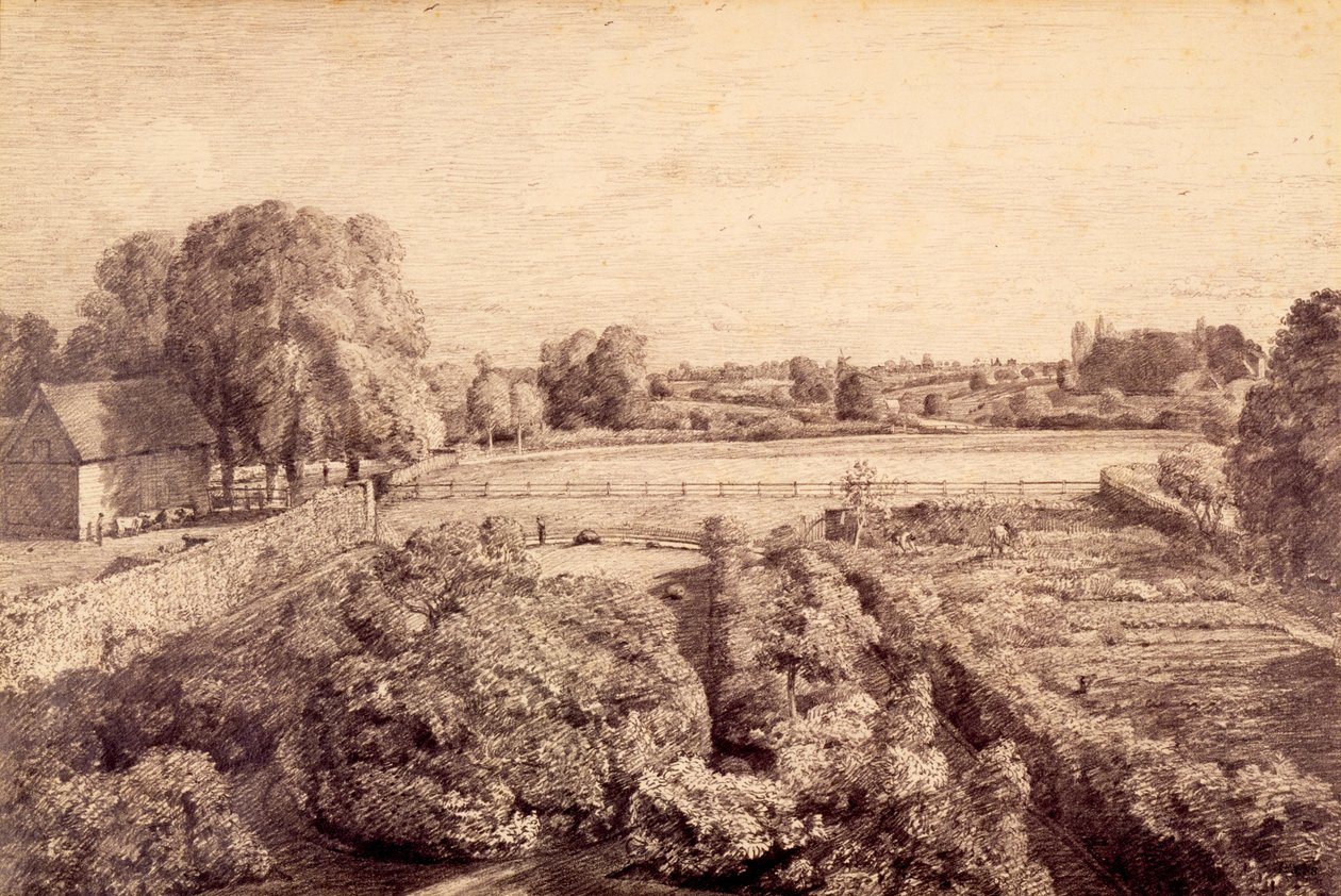 East Bergholt - Widok na ogród kuchenny domu konstabla Goldinga autorstwa John Constable