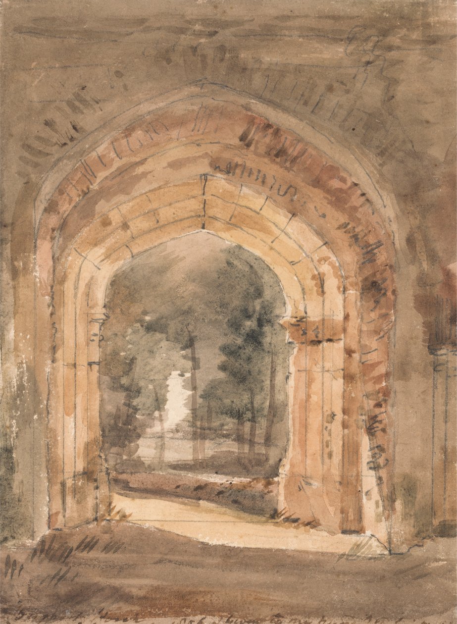 East Bergholt Church, patrząc przez południową bramę zrujnowanej wieży autorstwa John Constable