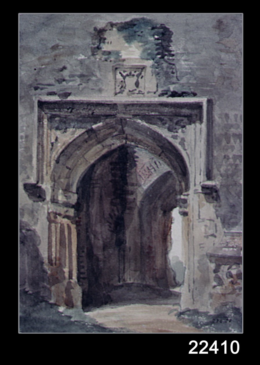 Kościół East Bergholt: południowa brama zrujnowanej wieży, 1806 autorstwa John Constable