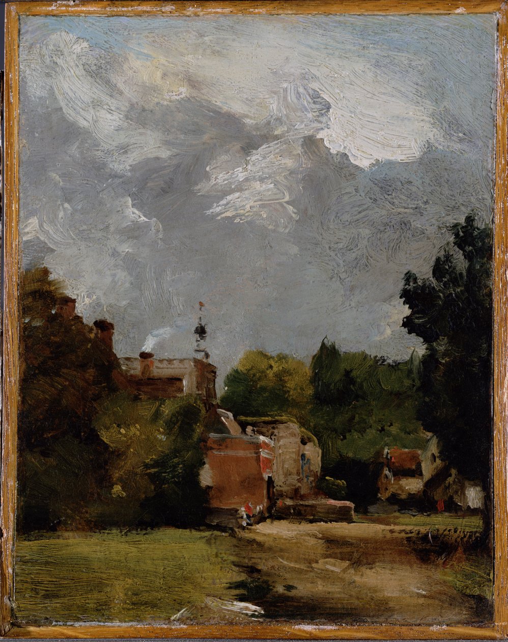 Kościół East Bergholt od strony Church Street (olej na papierze na panelu) autorstwa John Constable
