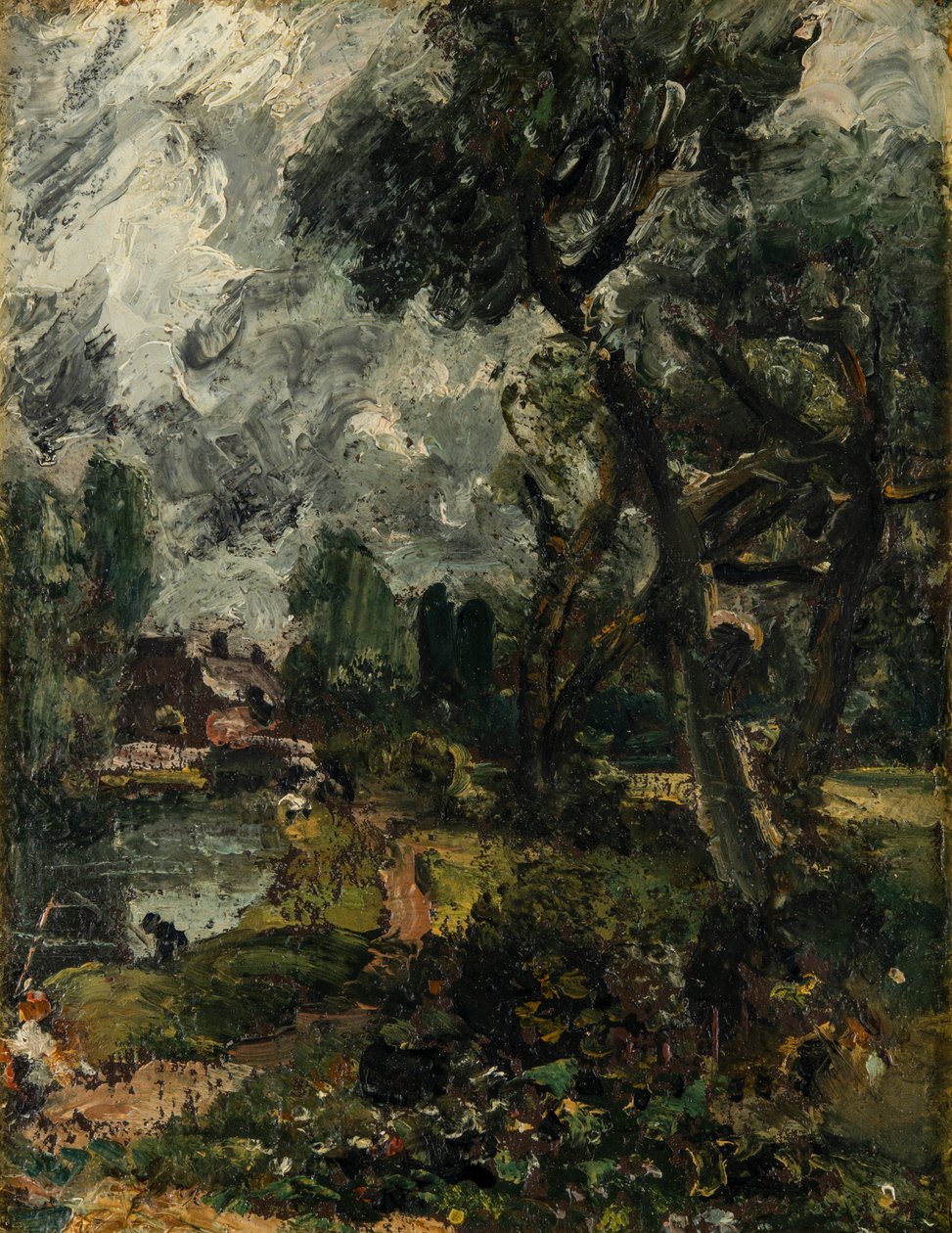 Młyn Flatford z mostu, ok. 1814-17 (olej na płótnie) autorstwa John Constable