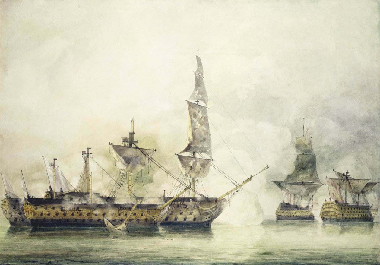 Okręt H.M.S. Victory w bitwie pod Trafalgarem, 1805, autorstwa John Constable
