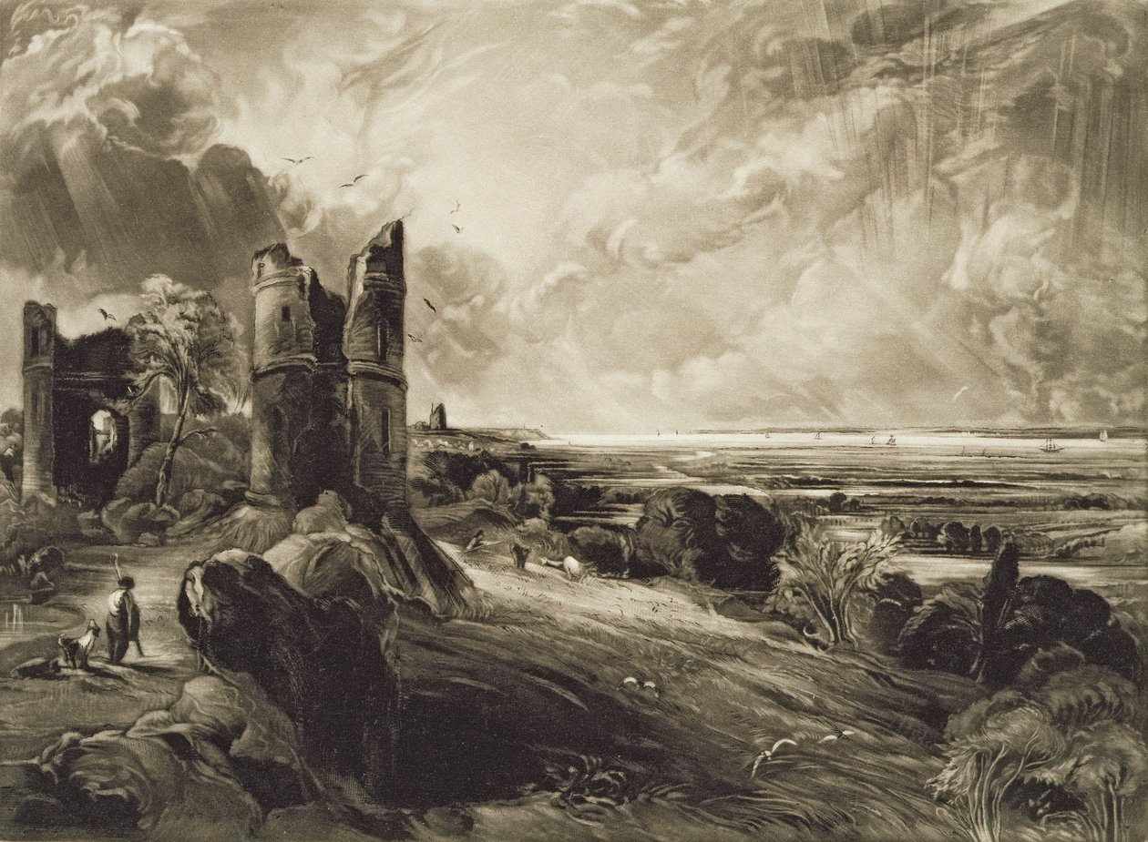 د هیډلیګ کیسل، د ډیویډ لوکاس (1802-81) c.1832 (mezzotint with etcing) د پولی لخوا نقاش شوی autorstwa John Constable