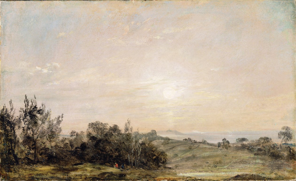Hampstead Heath, patrząc w stronę Harrow, 1821-22 (olej na papierze nałożony na płótno) autorstwa John Constable