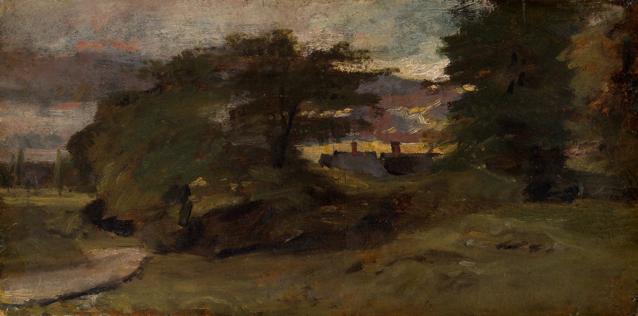 Krajobraz z domkami letniskowymi autorstwa John Constable