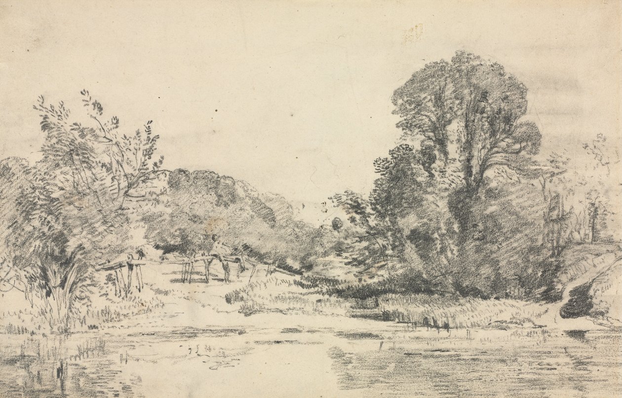 Krajobraz z drzewami otaczającymi staw autorstwa John Constable