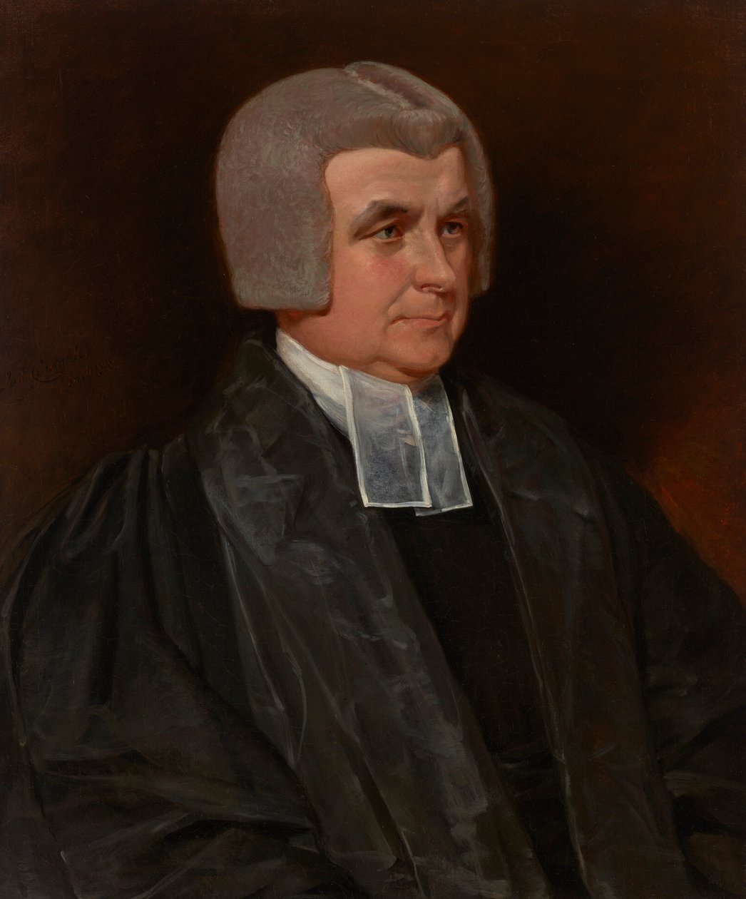Portret wielebnego dr Johna Wingfielda (1760-1825), kanonika katedry w Worcester, do połowy długości, w czarnej sukni i białych pasach. autorstwa John Constable