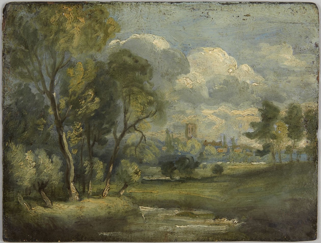 Strona przednia: Łąka nad rzeką, szkic; Strona tylna: Wierzby, szkic autorstwa John Constable