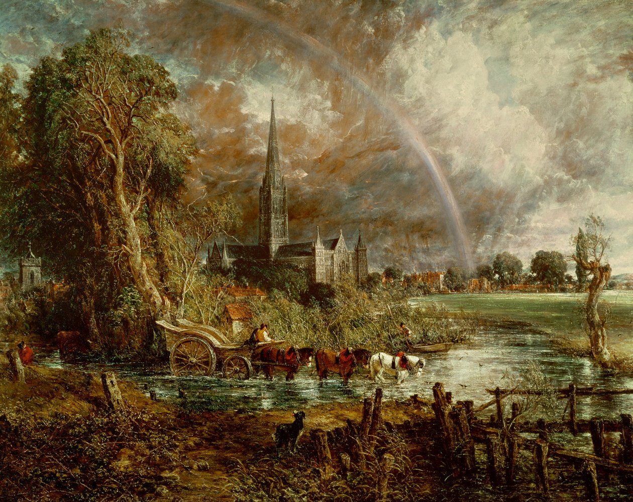 Katedra w Salisbury From the Meadows, 1831 (szczegóły w 188984-188985) autorstwa John Constable
