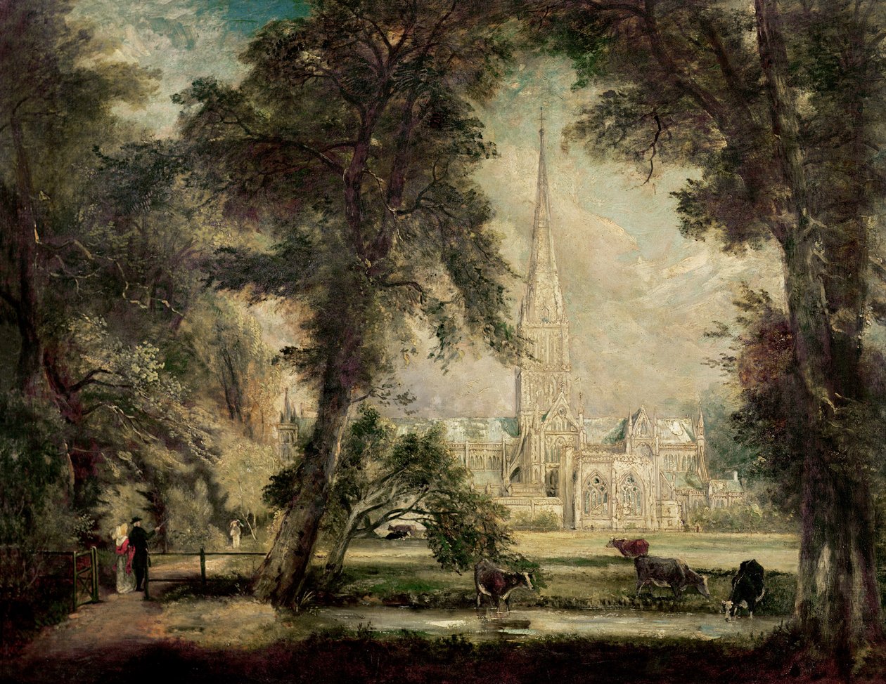 Katedra w Salisbury z terenów biskupich, c.1822-23 autorstwa John Constable