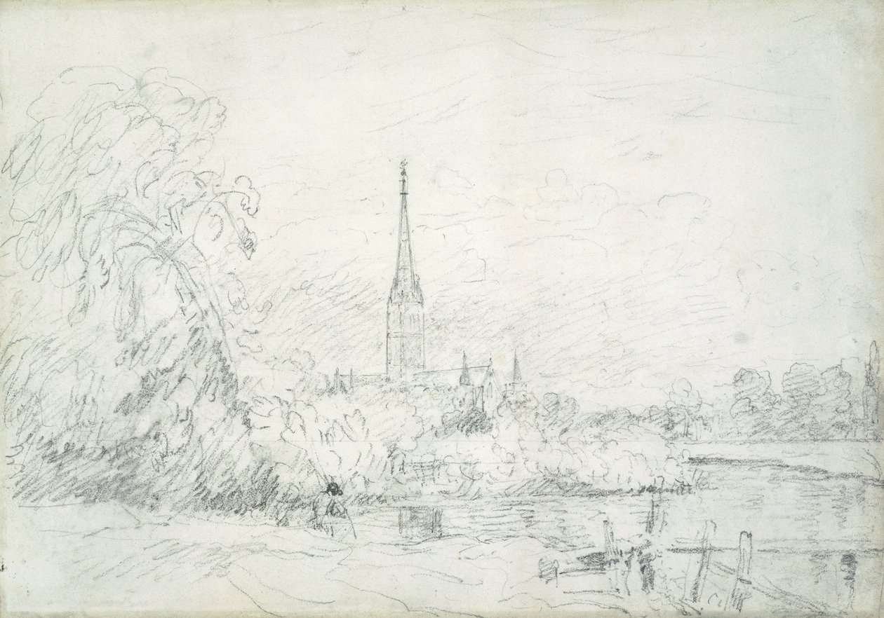 Katedra w Salisbury z północnego zachodu, 1829 (grafit na papierze) autorstwa John Constable