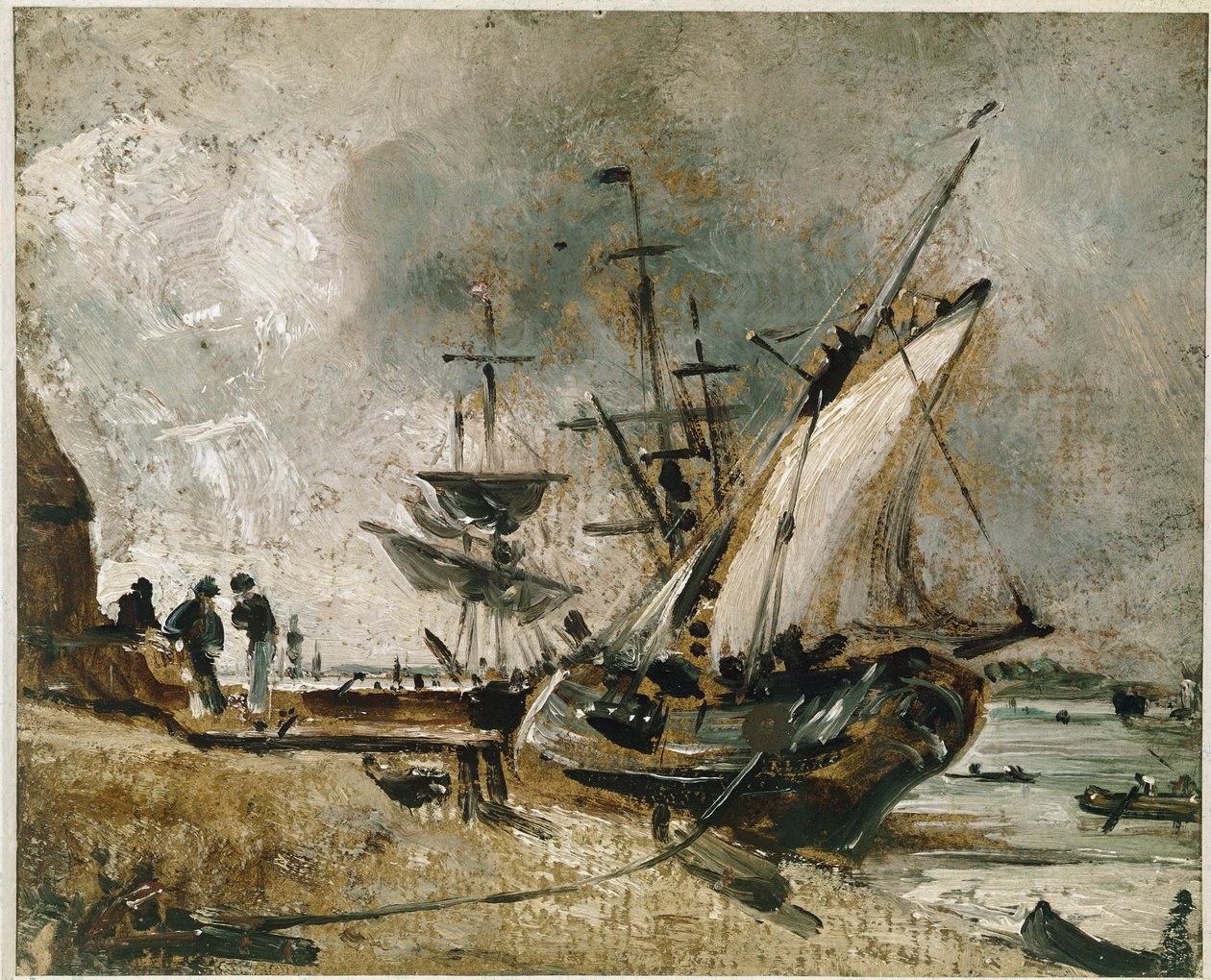 Wysyłka na Orwell koło Ipswich (olej na płótnie) autorstwa John Constable