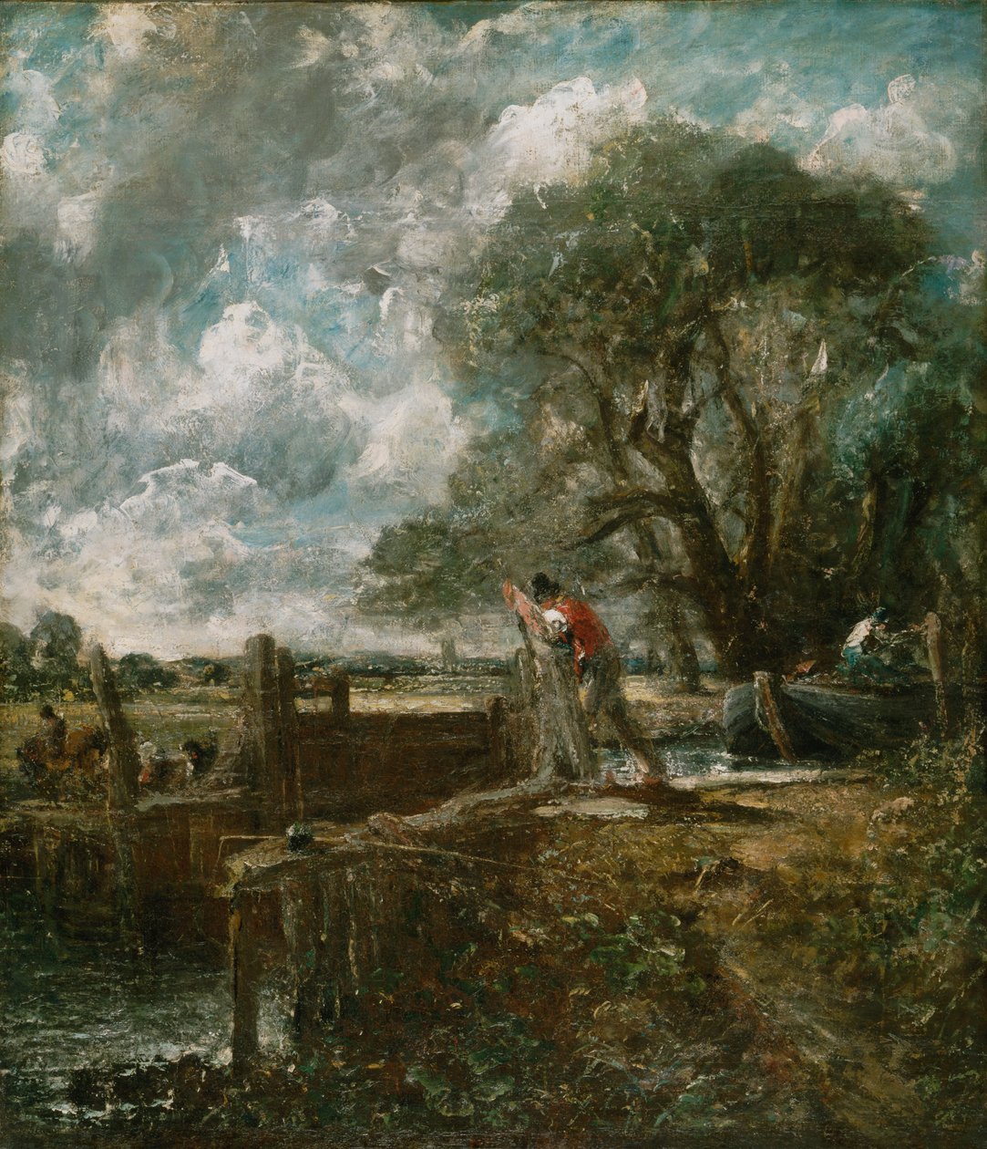 Szkic do obrazu „Łódź przepływająca przez śluzę” autorstwa John Constable