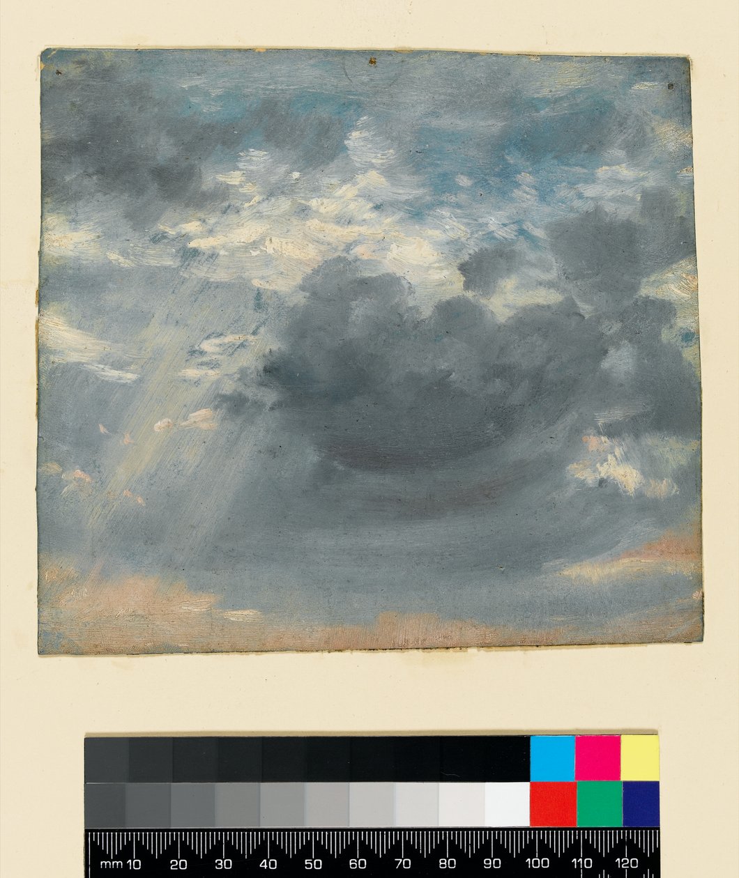 Studium nieba z promieniami słońca, ok. 1822 (olej na papierze) autorstwa John Constable