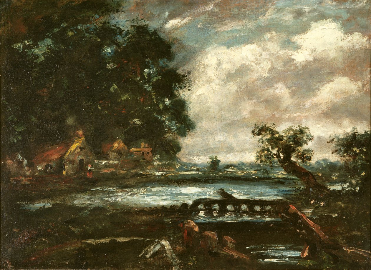 Studium skaczącego konia (widok na Stour) (olej na płótnie) autorstwa John Constable