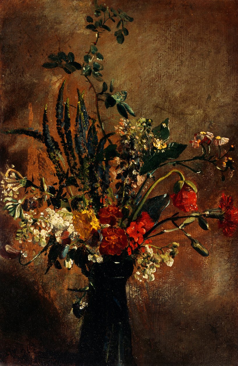 Studium kwiatów w hiacyntowym szkle autorstwa John Constable