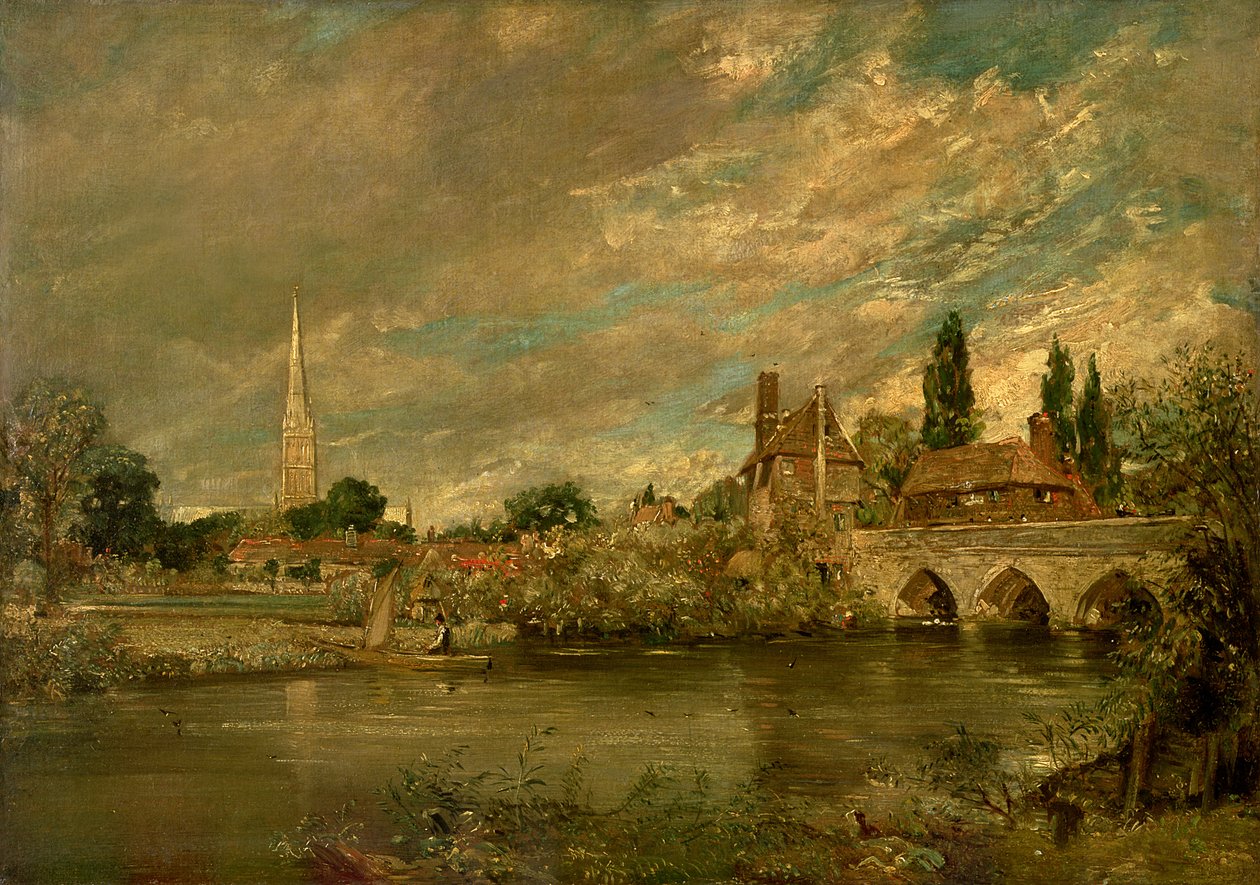 Most Harnham i katedra w Salisbury, ok. 1820 r autorstwa John Constable