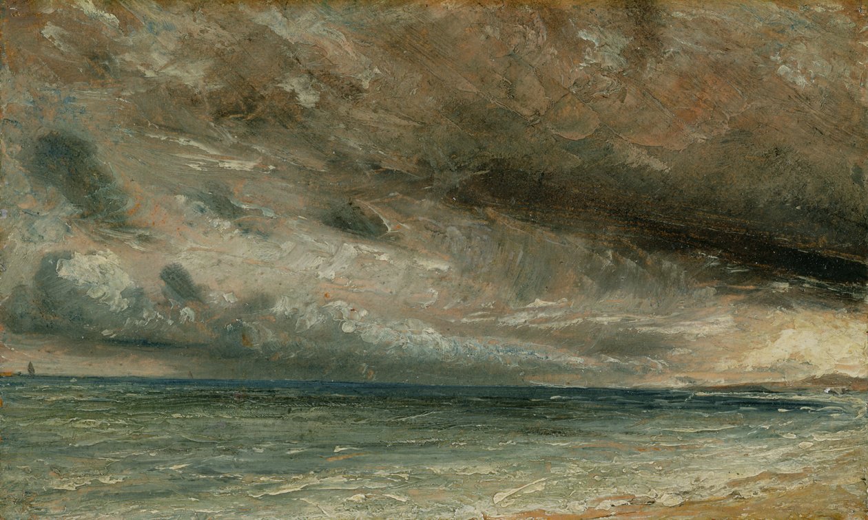 Wybrzeże w Brighton - Burzowy wieczór, ok. 1828 (olej na papierze nałożony na płótno) autorstwa John Constable