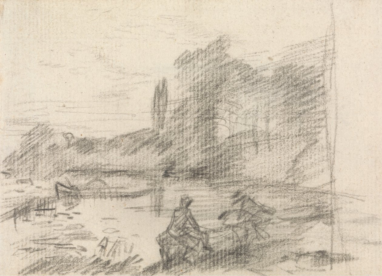 Dwie postacie nad rzeką autorstwa John Constable