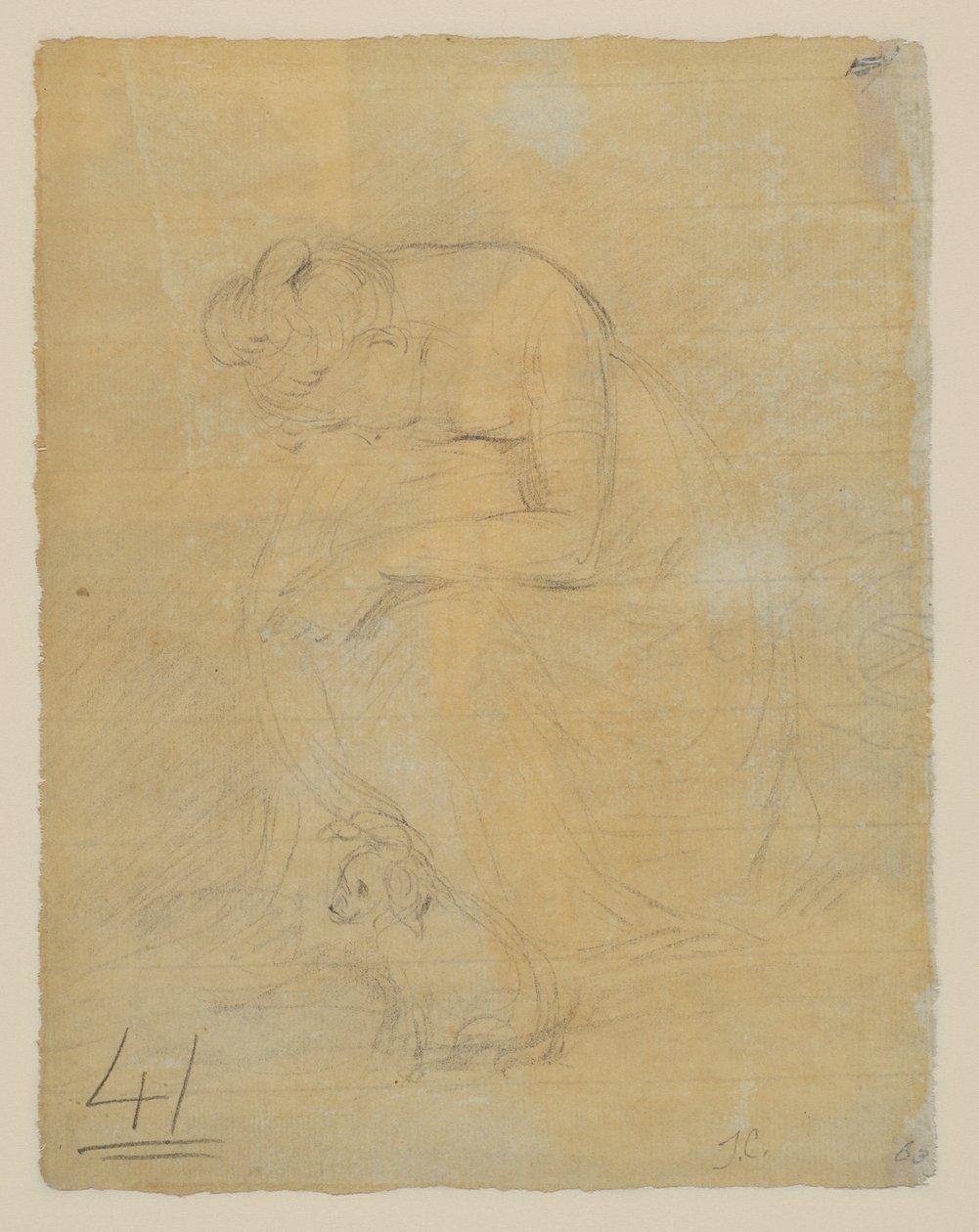 Kobieta siedząca z psem u jej stóp, odwrócona, ok. 1806 autorstwa John Constable