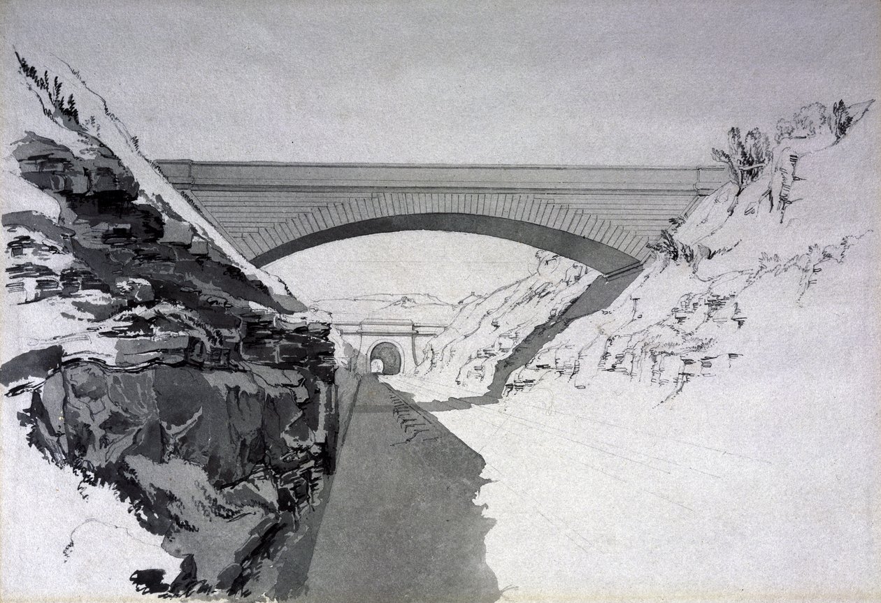 Tunel bukowy, 27 lipca 1837 (pióro i atrament oraz pranie na papierze) autorstwa John Cooke Bourne