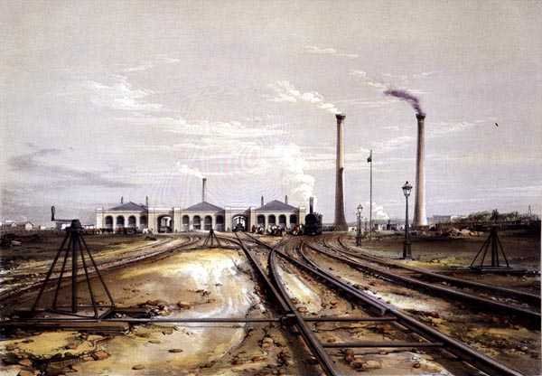 Mimośród do przesuwu szyn, lokomotyw i stacjonarnych kominów parowozowych autorstwa John Cooke Bourne