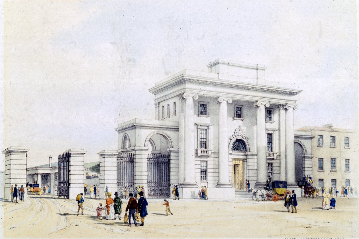 Wejście do dworca Birmingham, 1838-39 autorstwa John Cooke Bourne