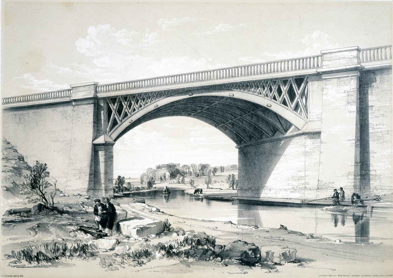 Most Nash Mill, niedaleko Kings Langley, Hertfordshire, 1839 autorstwa John Cooke Bourne