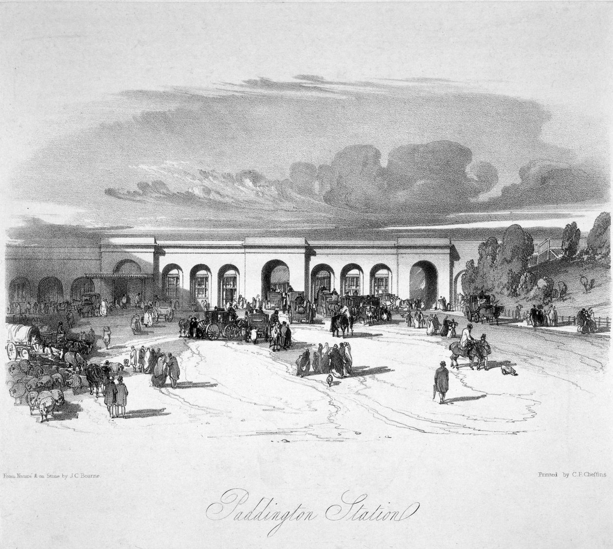 Stacja Paddington, Londyn, 1846 autorstwa John Cooke Bourne