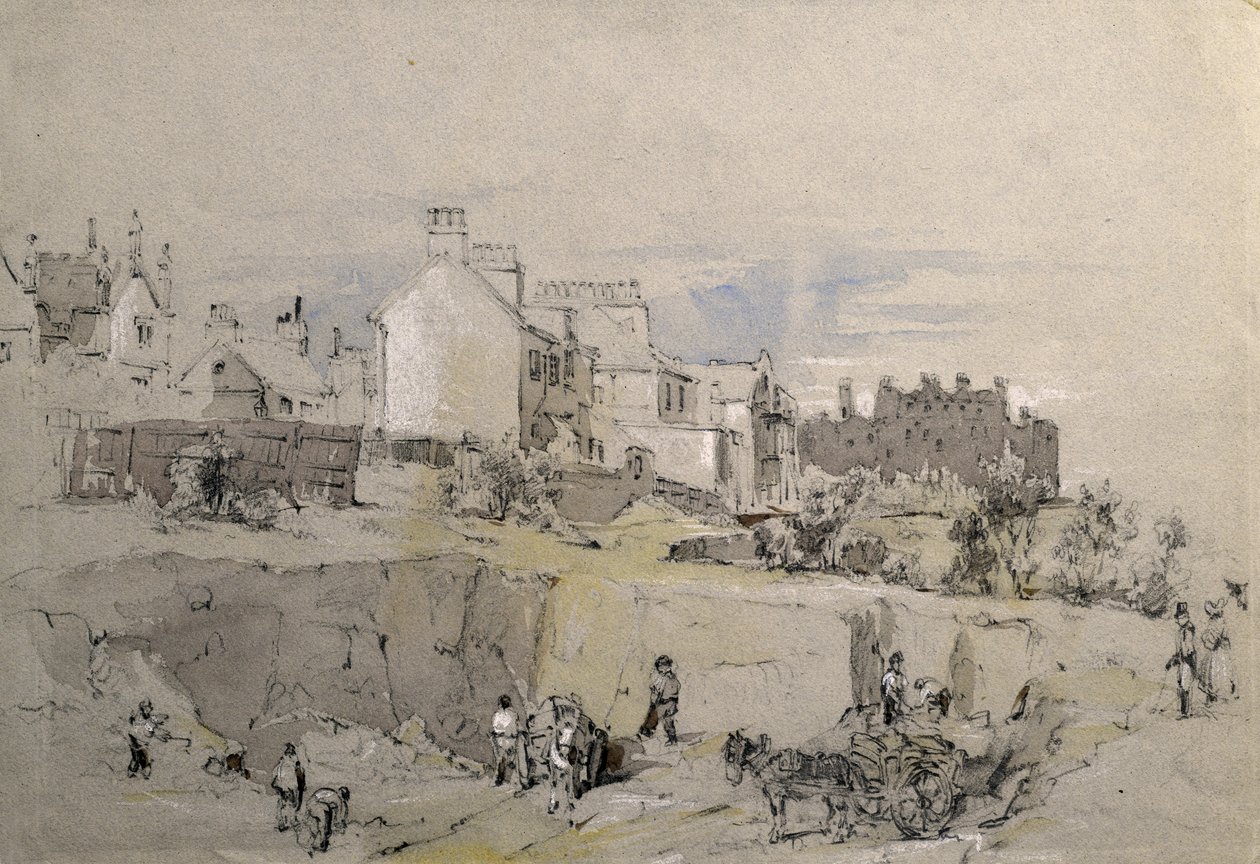 Park Street, Camden Town, ok. 1836-39 (rysunek ołówkiem) autorstwa John Cooke Bourne