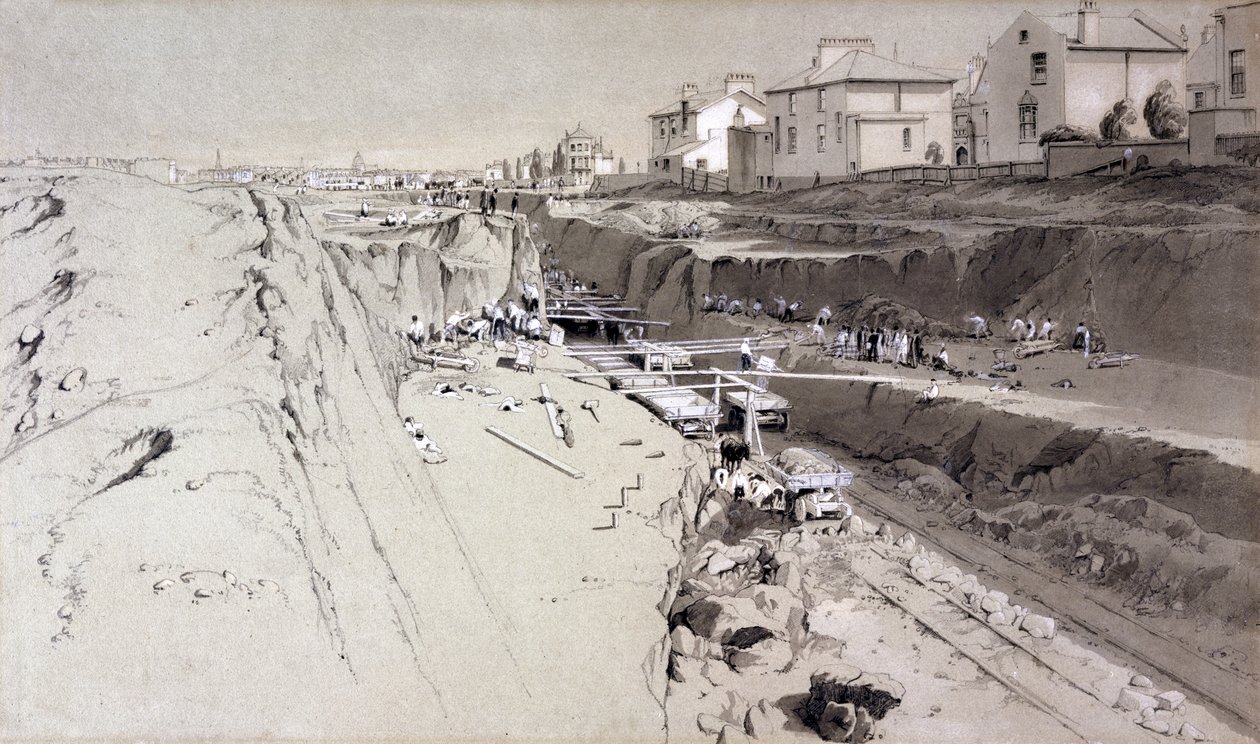 Park Village, 26 sierpnia 1836 (pióro i atrament i pranie na papierze) autorstwa John Cooke Bourne