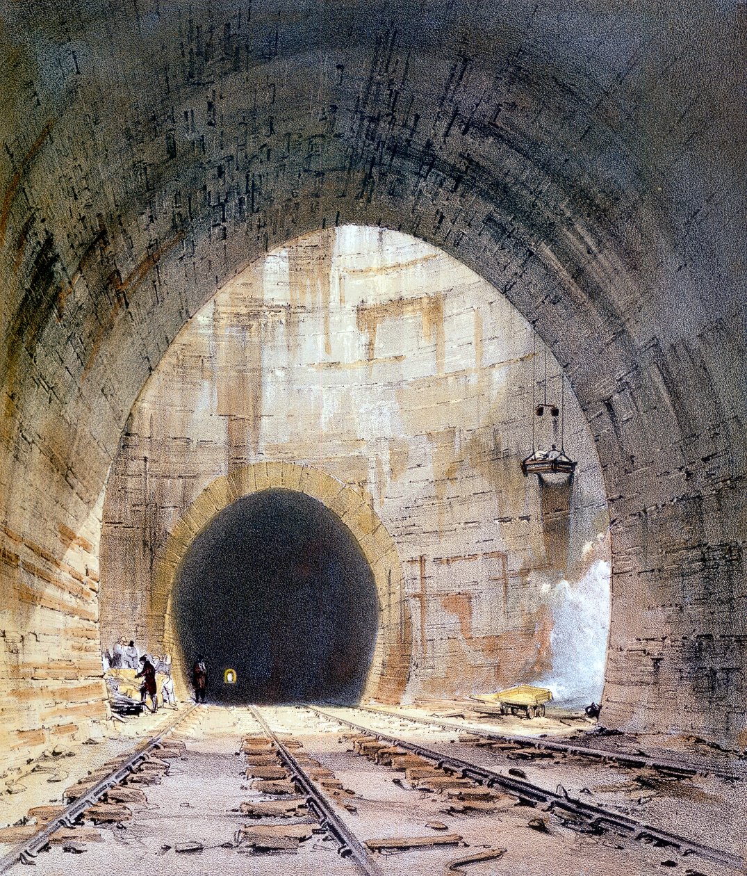 Szyb wentylacyjny w Kilsby Tunnel, Northamptonshire, London & Birmingham Railway, 1839 autorstwa John Cooke Bourne