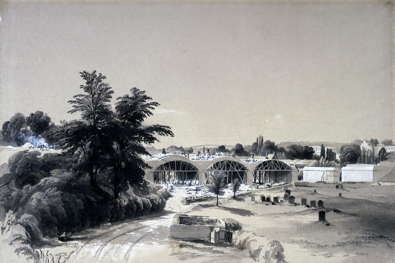 Weedon, Northamptonshire, 6 lipca 1837 (pióro i atrament oraz pranie na papierze) autorstwa John Cooke Bourne