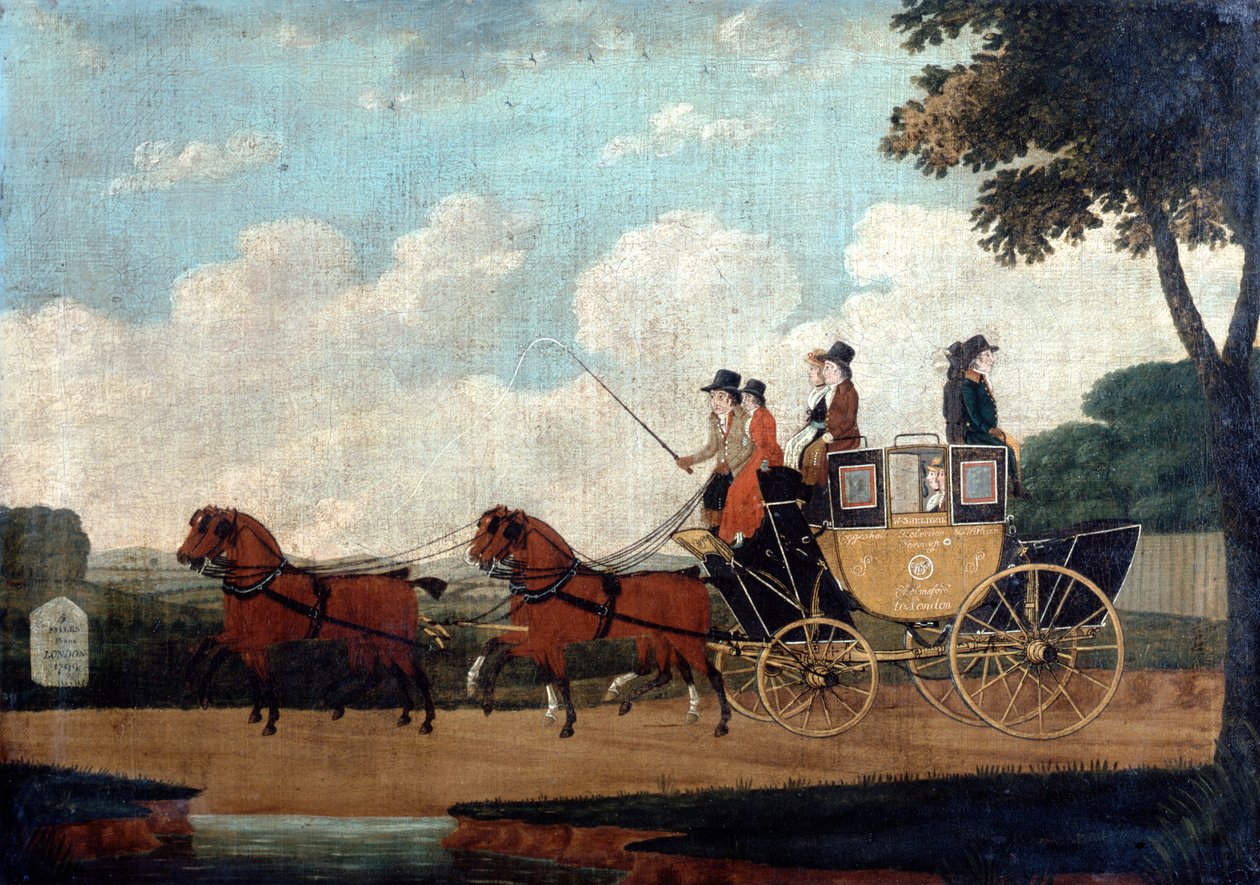 Royal Mail Coach, Chelmsford do Londynu, 1799. autorstwa John Cordrey