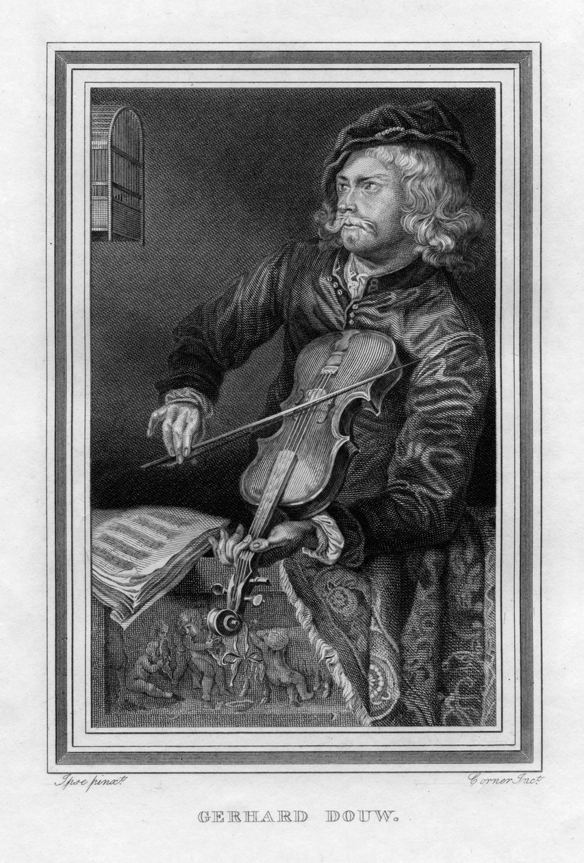 Gerrit Dou 1613-1675, malarz holenderski, 1816. autorstwa John Corner