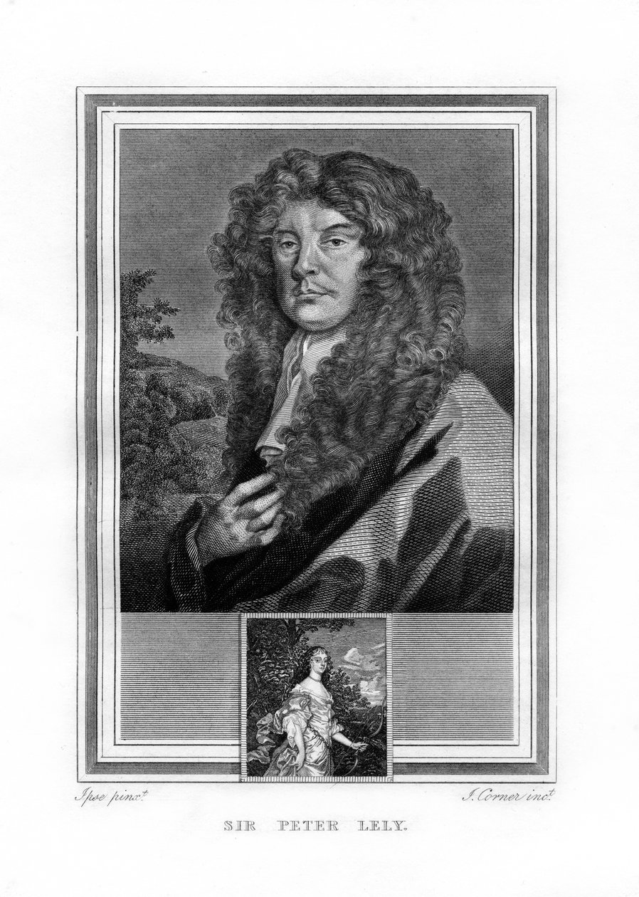 Sir Peter Lely, urodzony w Holandii angielski malarz epoki baroku, 1825. autorstwa John Corner