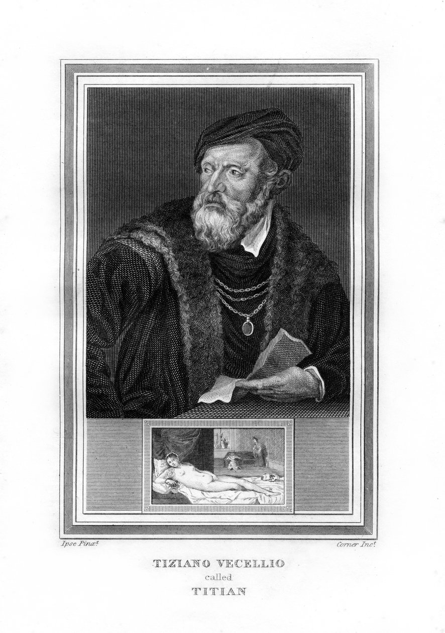Tiziano Vecelli Tycjan, włoski malarz renesansowy, 1825. autorstwa John Corner