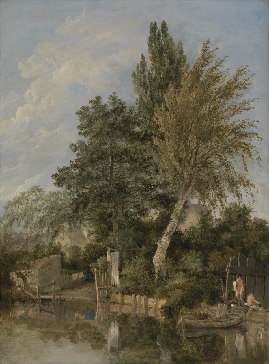 Scena rzeczna z kąpielą chłopców, ok. 1817 (olej na desce) autorstwa John Crome