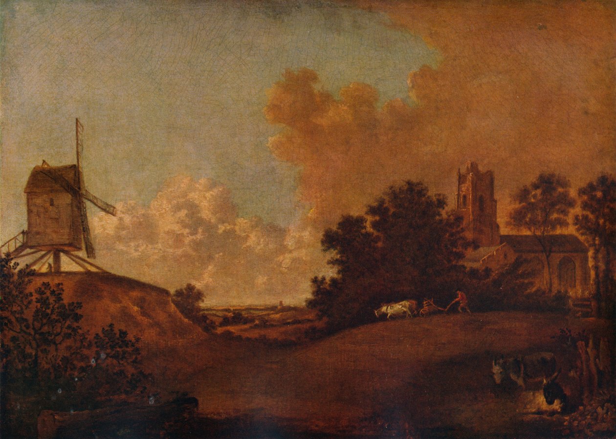 Old Orford Church and Mill, Suffolk, c1782 autorstwa John Crome