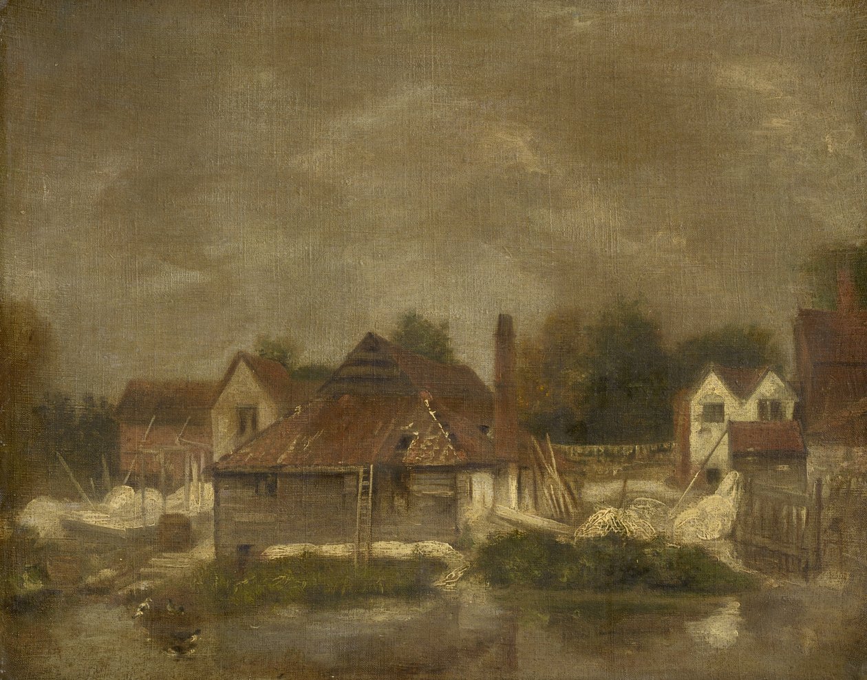 Szopy i stare domy na Yare, ok. 1803 autorstwa John Crome