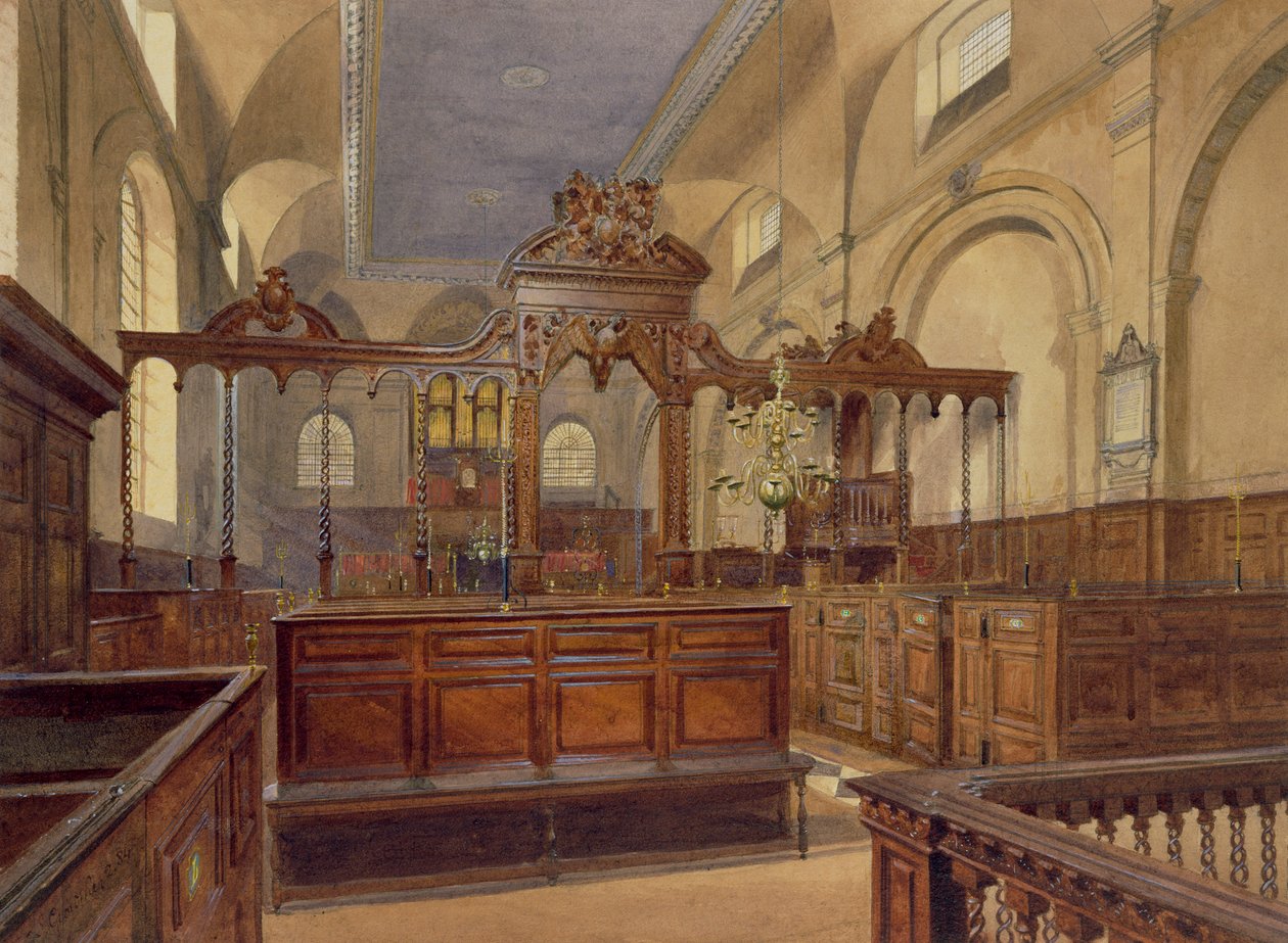All Hallows the Great, Thames Street, wnętrze, 1884 autorstwa John Crowther
