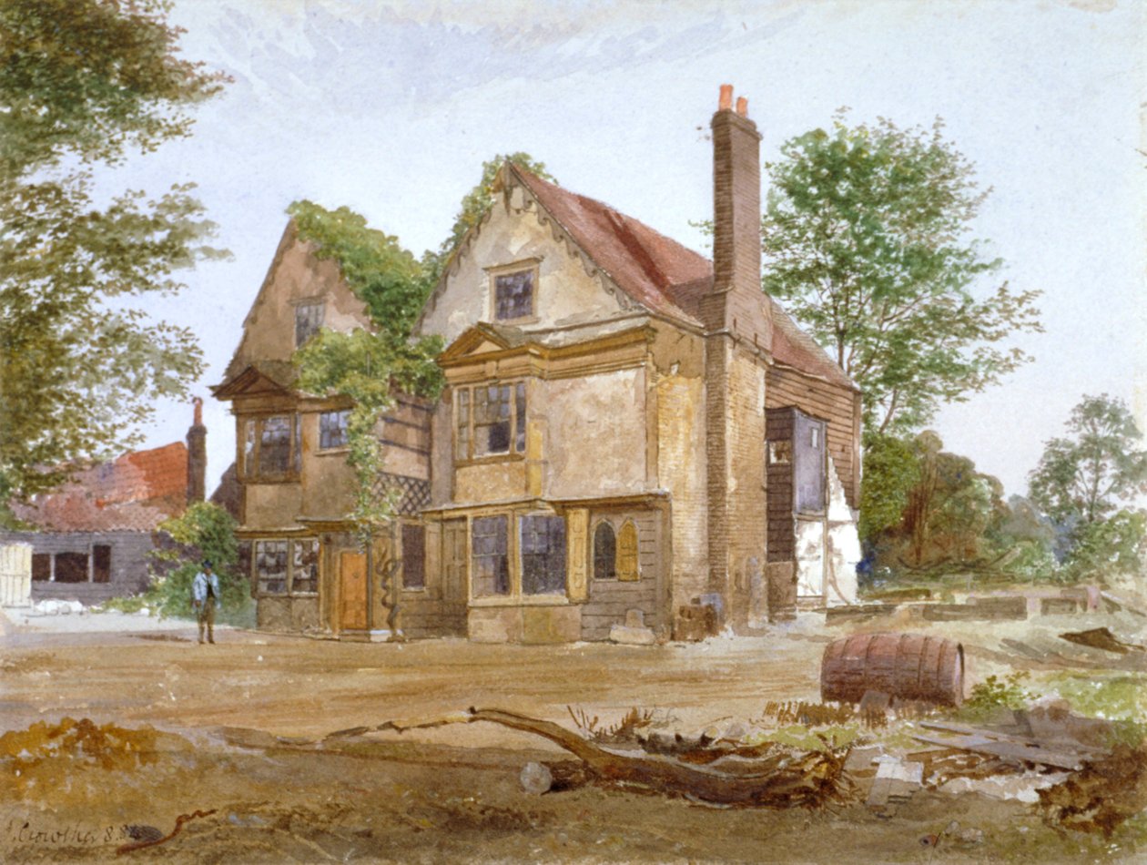 Widok z przodu na Basing Manor House, Peckham High Street, Camberwell, Londyn, 1884 autorstwa John Crowther