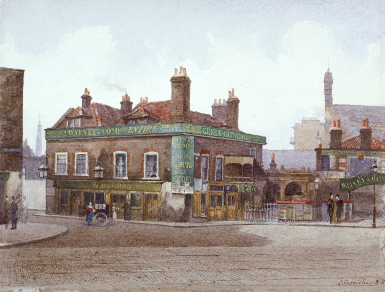 Green Gate Tavern na skrzyżowaniu City Road i Bath Street, Londyn, c1880 autorstwa John Crowther