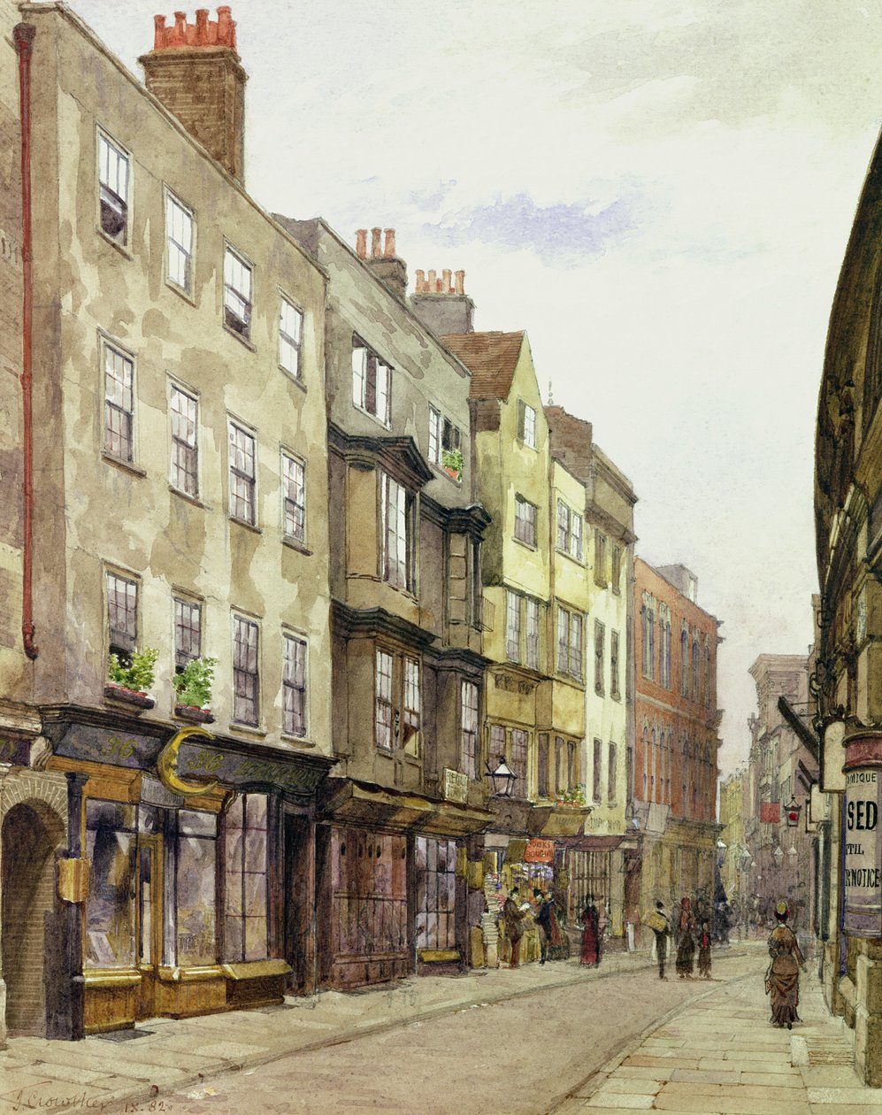 Holywell Street patrząc na zachód, 1882 autorstwa John Crowther