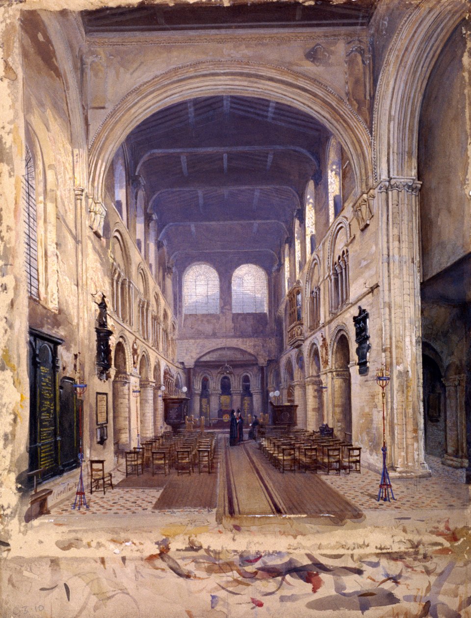 Wnętrze klasztoru św Bartłomieja, Londyn, 1880 autorstwa John Crowther