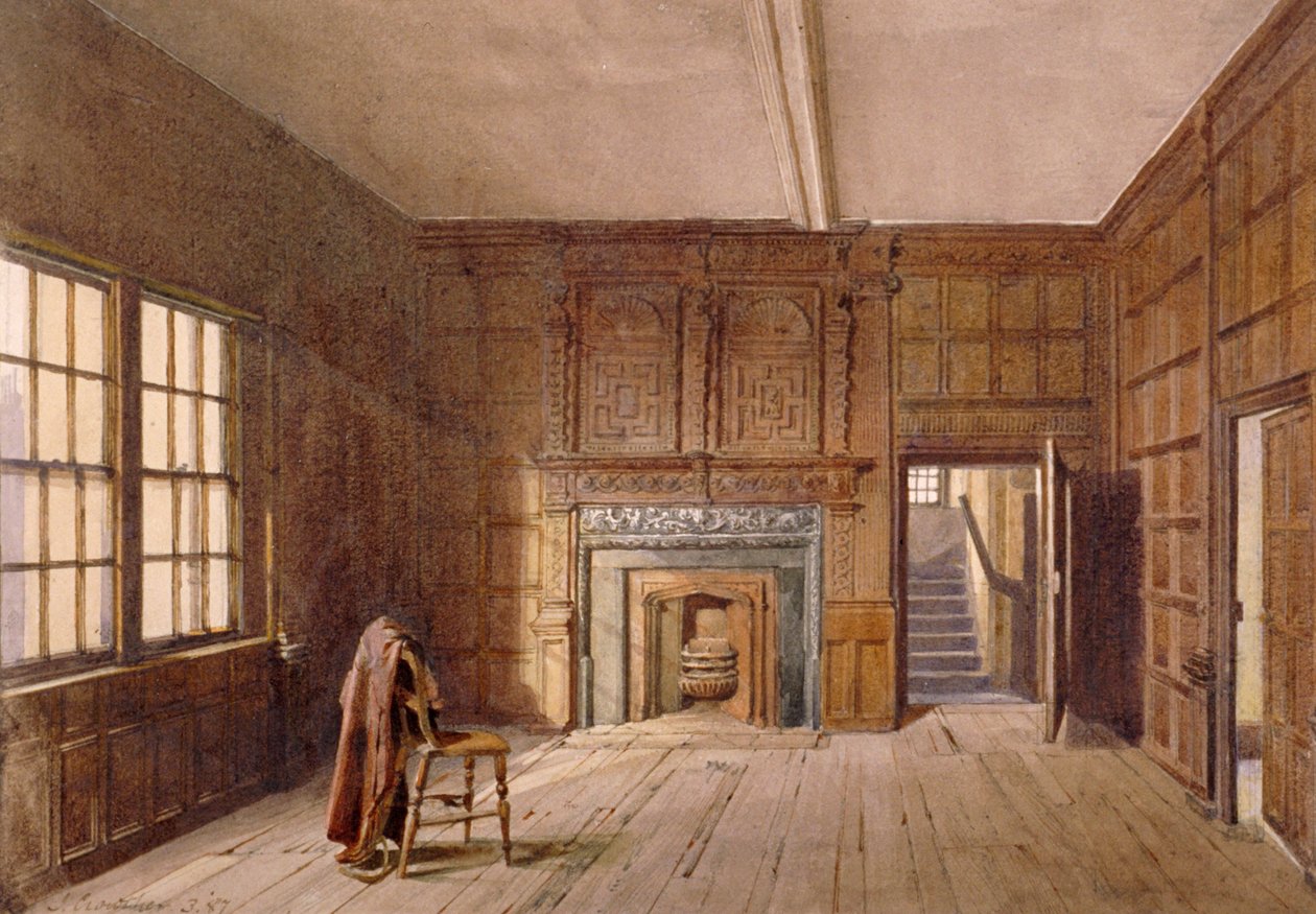 Widok wnętrza pokoju Sir Johna Spencera w Canonbury House, Islington, Londyn, 1887 autorstwa John Crowther