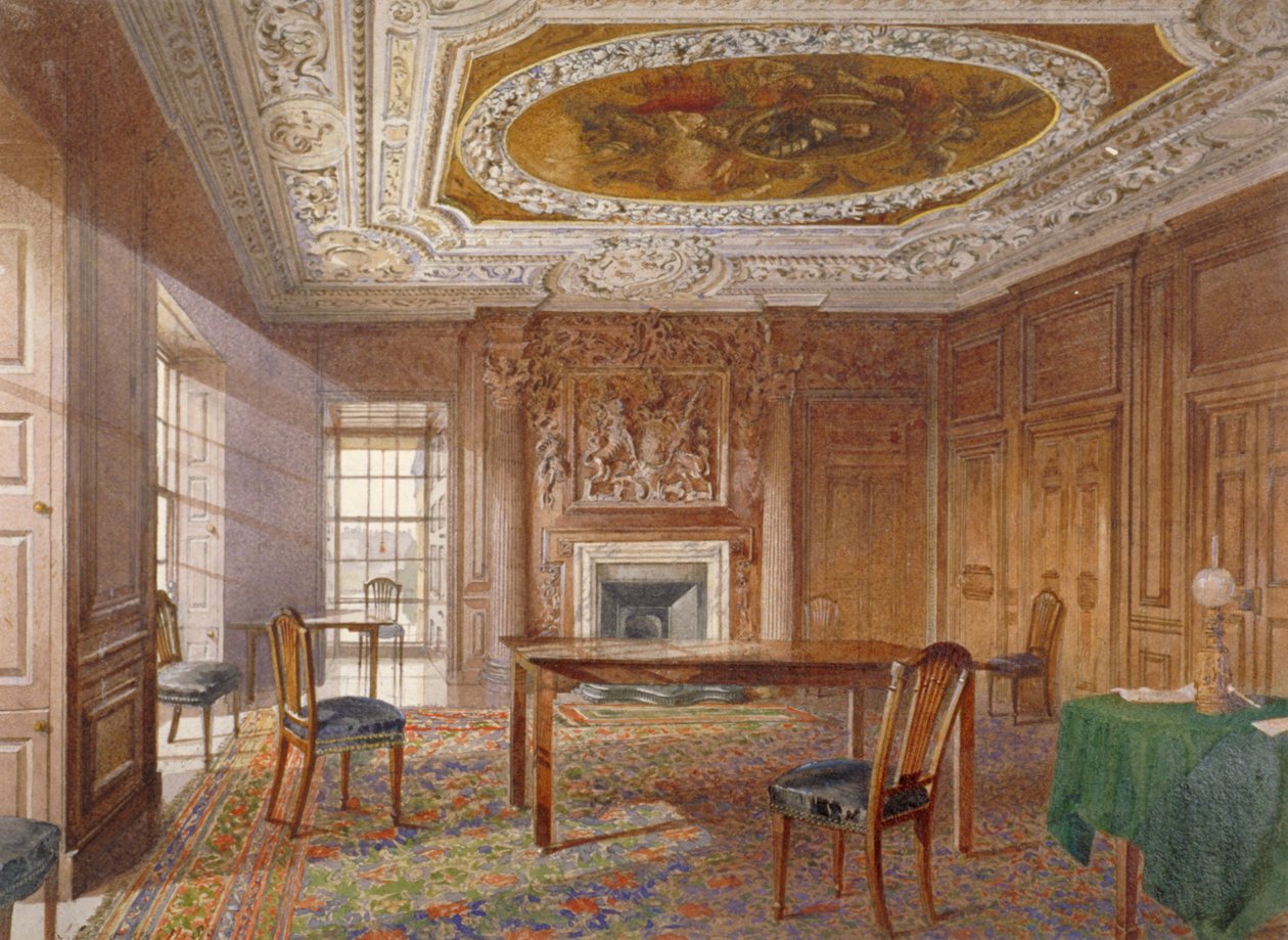 Widok wnętrza Oak Room, New River Head, Finsbury, Londyn, 1886 autorstwa John Crowther