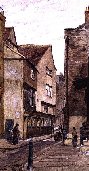 King Street: w pobliżu Aldgate, marzec 1884 (akwarela) autorstwa John Crowther