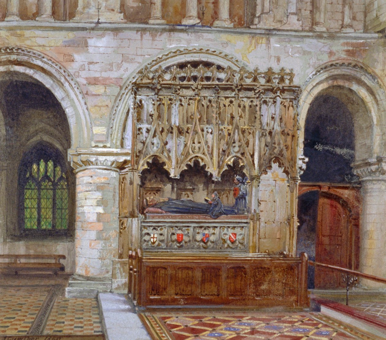 Grób Rahere, klasztor św Bartłomieja, City of London, 1880 autorstwa John Crowther