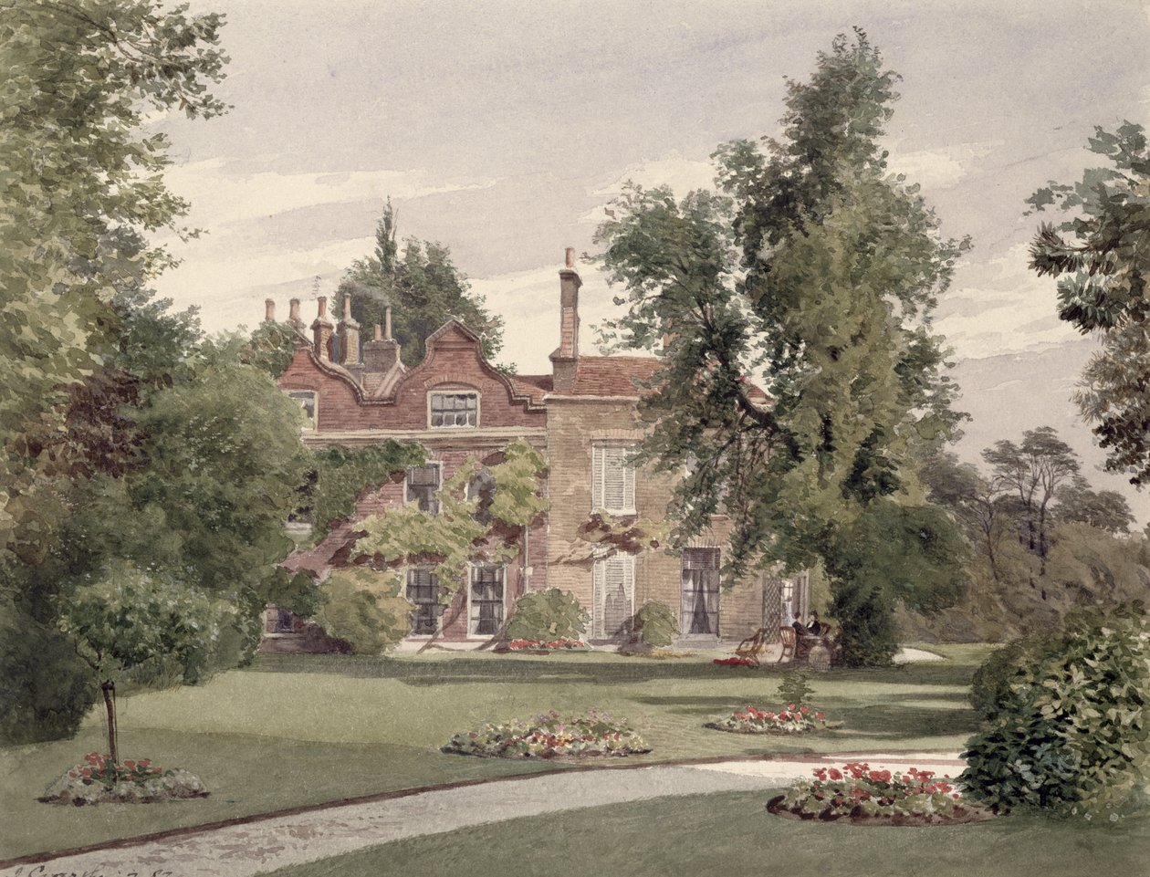Widok z boku na Raleigh House, Brixton Hill, Lambeth, 1887 autorstwa John Crowther